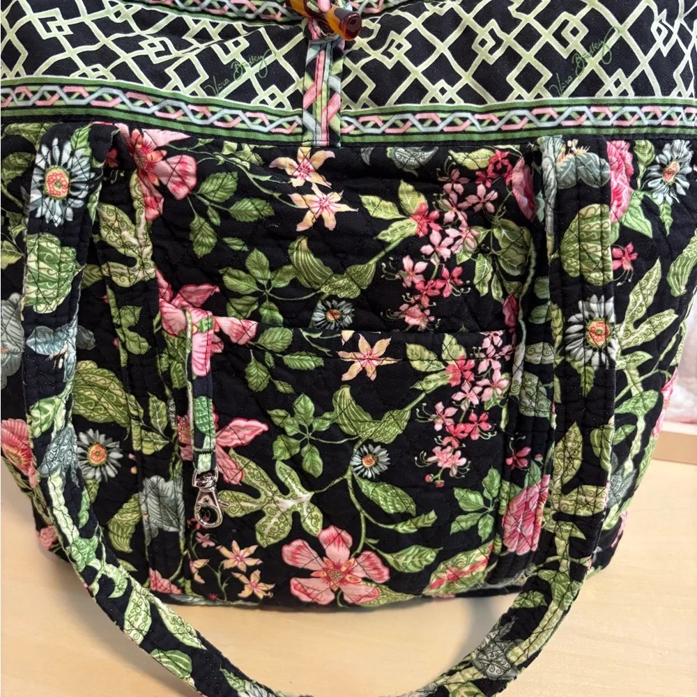 Vera Bradley Black and Pink Floral Tote - Picture 2 of 6
